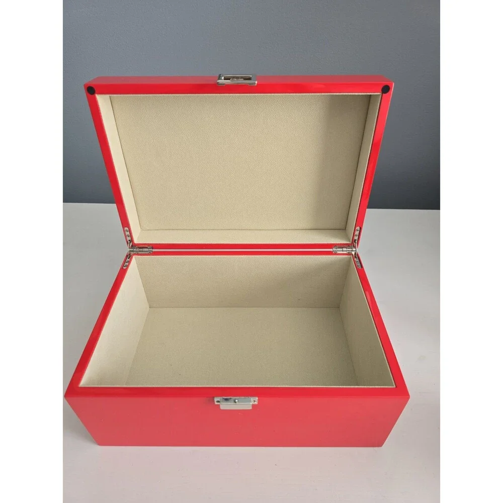 Allure Beauty Red Lacquer Large Jewelry / Makeup Chest NEW
